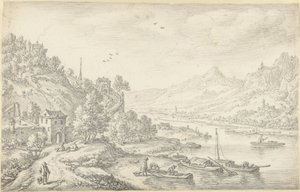 Fantezi Ren Nehri görünümü by Herman Saftleven
