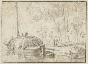 Bir kıyıda saman mavna by Herman Saftleven