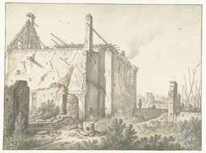 Utrecht'te bir evin harabesi by Herman Saftleven