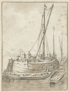 İki kürekli tekne ile mavna by Herman Saftleven