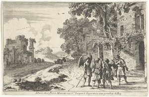 İbrahim üç meleği alır Eski Ahit Tasvirleri (dizi başlığı) by Herman van Swanevelt