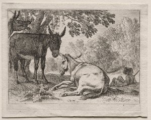 Manzaralardaki Hayvanlar: Eşekler by Herman van Swanevelt