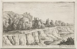 Roma ve Çevresindeki Farklı Manzaralar: Via Flaminia'daki St. Adriano by Herman van Swanevelt