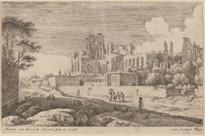 Harabelerle Manzara ve Şemsiyeli Bir Kadın by Herman van Swanevelt