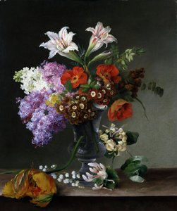 Çiçeklerle natürmort. Hermania Neergaard (1799-1875) tarafından yapılmış resim Özel koleksiyon by Hermania Neergaard