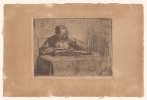 Yahudi adam okuma by Hermann Struck (signed by artist)