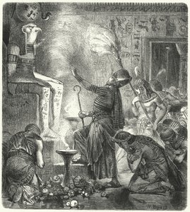 Bir tapınakta genç bir Mısır firavunu by Hermann Vogel