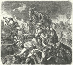 Hun Attila, Vizigotların Chalons Savaşı'ndaki kararlı saldırısından sonra, 451 by Hermann Vogel
