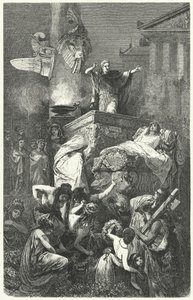 Augustus, yeğeni Marcellus'un cenazesinde nutuk verirken, MÖ 23 by Hermann Vogel