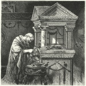 Antik Roma'da bir tapınakta adak sunmak by Hermann Vogel