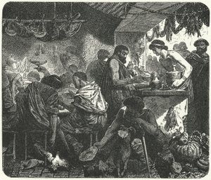 Antik Roma'da bir tavernada sahne by Hermann Vogel