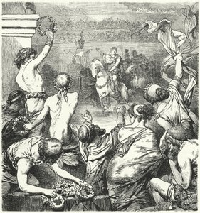 Titus Quinctius Flaminius, Yunan devletlerinin özgürlüğünü ilan ediyor, MÖ 196 by Hermann Vogel