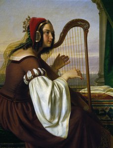 Arp Müziği, Hermann Von Hanstein (1809-1878), tuval üzerine yağlı boya. Almanya by Hermann Von Hanstein