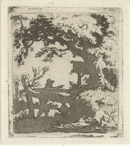 İki kişi ile manzara yol sormak by Hermanus Fock