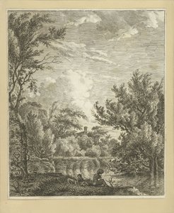 Sahilde bir kadınla manzara by Hermanus Fock