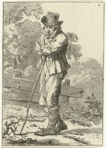 Adam sopaya yaslanmış by Hermanus Fock