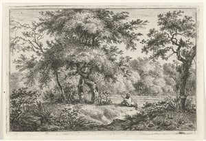 Adam ormanda dinlenme by Hermanus Fock