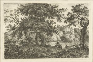 Adam ormanda dinlenme by Hermanus Fock