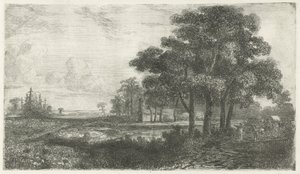 Kapalı vagon ile ormanlık manzara by Hermanus Jan Hendrik van Rijkelijkhuysen