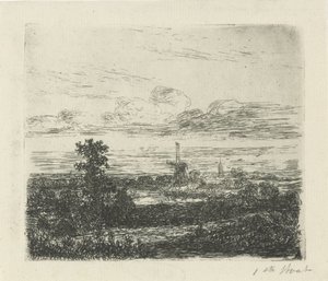Bir değirmen ile manzara by Hermanus Jan Hendrik van Rijkelijkhuysen