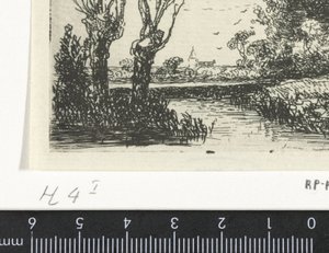 İki pollard söğütleri ile manzara by Hermanus Jan Hendrik van Rijkelijkhuysen