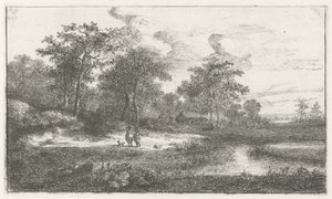 Bir havalandırmada iki avcı by Hermanus Jan Hendrik van Rijkelijkhuysen