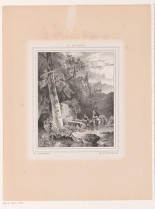 Bir kuyuda bir erkek, kadın ve iki eşek ile manzara by Hermanus Johannes van den Hout