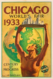 Chicago'daki 1933 Dünya Fuarı'nın reklamını yapan afiş by Hernando Villa