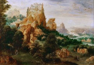 İyi Samiriyeli Meseliyle Manzara - İyi Samiriyeli Meseliyle Manzara - Henri de Herri de Bles ile tanıştı (1510-1550). Ahşap üzerine yağlı boya, c.1540. Boyut: 29x42cm. Sanat Tarihi Müzesi, Viyana