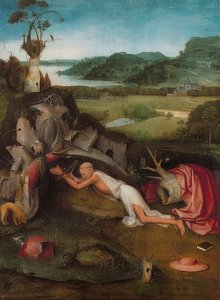 Çölde Aziz Jerome. 1490 civarında by Hieronymus Bosch