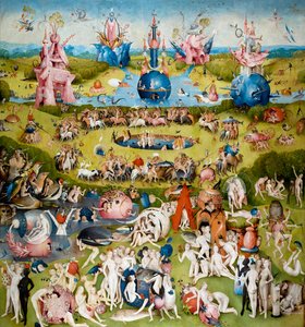 Dünyevi Zevkler Bahçesi Merkez paneli, c. 1500