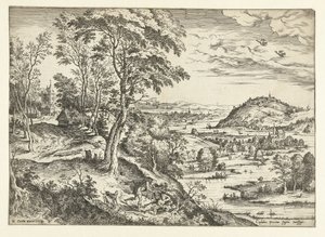 Cephalus ve Procris İncil ve mitolojik sahneleri olan manzaralar (dizi başlığı) by Hieronymus Cock