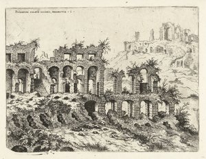 Kolezyum ve Palatine Tepesi manzarası Rvinarvm palatii maioris, prospektifler 1 (nesne üzerindeki başlık) Roma kalıntıları (dizi adı)