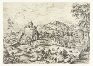 Merkür ve Argus İncil ve mitolojik sahneleri olan manzaralar (dizi başlığı) by Hieronymus Cock