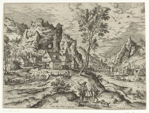 İncil ve Mitolojik Sahnelerle Tobias ve Melek Manzaraları (dizi başlığı) by Hieronymus Cock