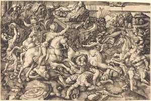 Süvariler ve Piyadeler Arasındaki Savaş by Hieronymus Hopfer after Raphael