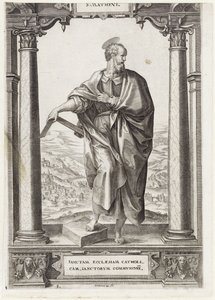 St. Matthew S. Mathevs (nesne üzerindeki başlık) Mesih ve Oniki Havariler ve St. Paul (seri başlığı) by Hieronymus Wierix