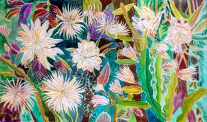 Night Flowering Moonflower, Peru, 2022 (ipek üzerine boya ve boya)