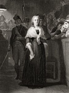 Marie Antoinette, Devrim Mahkemesi Mahkemesi önünde, 14 Ekim 1793, William French tarafından oyulmuş (c.1815-98) by Hippolyte Delaroche