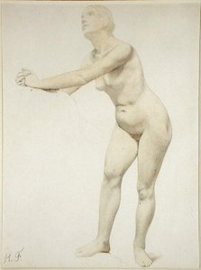 Nude (kağıt üzerine kalem ve sulu boya)