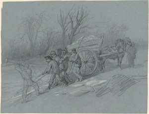 Su Kenarında Buz Toplayan İşçiler by Hippolyte Lalaisse