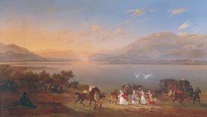 İmparatoriçe Josephine (1763-1814), İtalya'da Garda Gölü kıyısında Napolyon'u (1769-1821) ziyarete geliyor