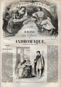 Beş perdelik Andromaque trajedisi - Pauquet tarafından gösterilen “” Oeuvres de Jean Racine” deki gravür ve Emile de La Bedolliere tarafından duyuru - 1851 by Hippolyte Louis Pauquet
