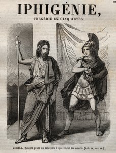 Iphigenie tragedie de Jean Racine - Pauquet tarafından resmedilen “” Oeuvres de Jean Racine” deki gravür ve Emile de La Bedolliere tarafından duyuru - 1851