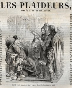 Les Plaideurs (1668) üç perdelik komedi - Pauquet tarafından resmedilen “” Jean Racine