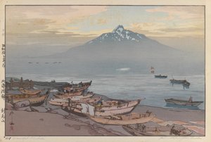 Huzurlu Rishiri (kağıda tahta baskı) by Hiroshi Yoshida