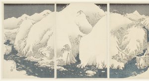 Kiso güzergahı boyunca dağlar ve nehirler Kisoji no yamakawa (nesne üzerindeki başlık) Kar, Ay ve Çiçekler (dizi adı) Setsugekka (dizi adı) by Hiroshige (I) , Utagawa