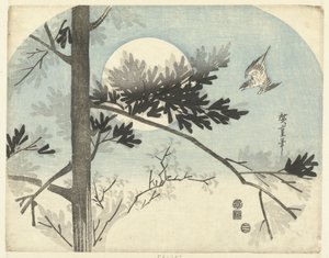 Guguk kuşu ve çam ağacı by Hiroshige (I) , Utagawa