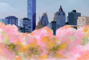 New York ve kiraz çiçekleri, 2016, by Hiroyuki Izutsu