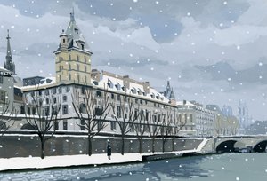 Kışın Seine, 2015 (Kağıt üzerine guaj boya) by Hiroyuki Izutsu